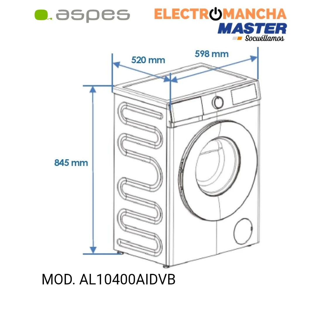 LAVADORA ASPES AL10400AIDVB 10 KILOS 1400 RPM. CLASE A  6