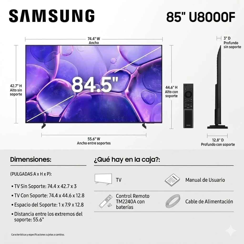 SMART TV SAMSUNG 85” U8000F 2