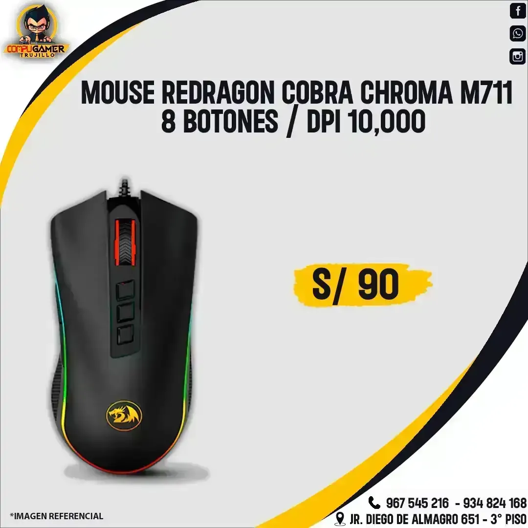 MOUSE GAMER REDRAGON COBRA CHROMA M711 RGB BLACK 