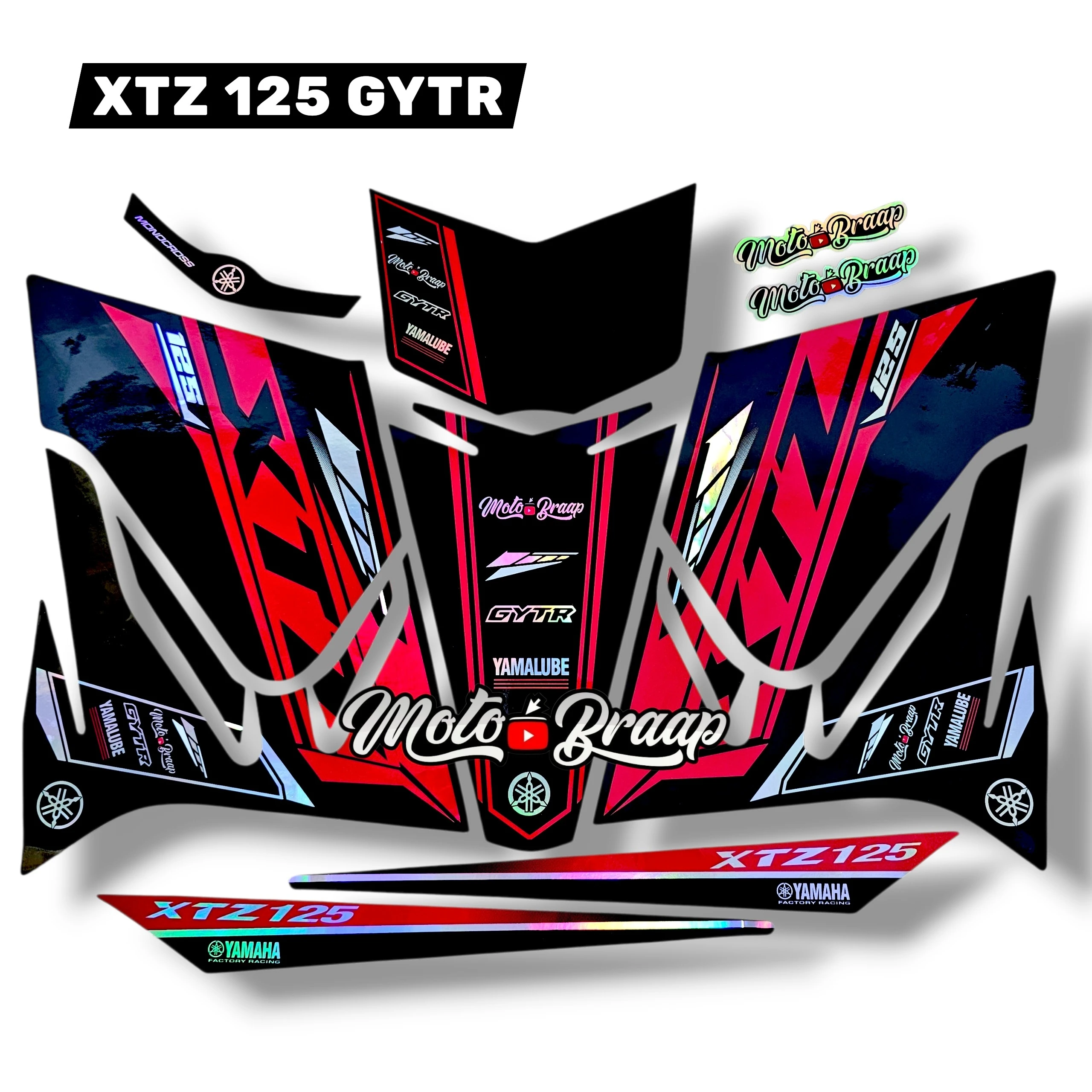 Xtz 125 Calcomanias GYTR TORNASOL Rojo