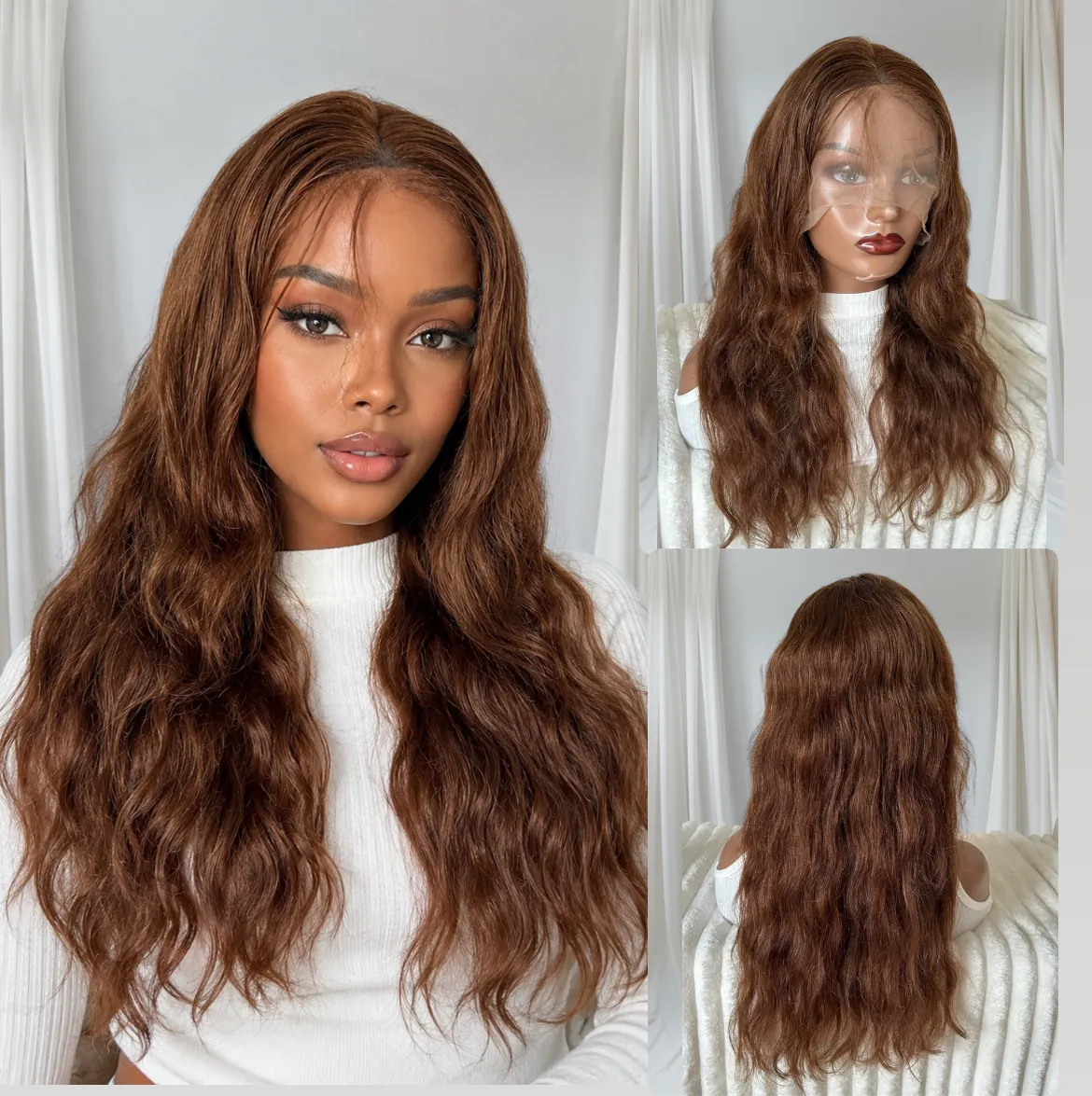 Peluca de cabello humano de 22 pulgadas, frontal lace 13x4 , 180% densidad  