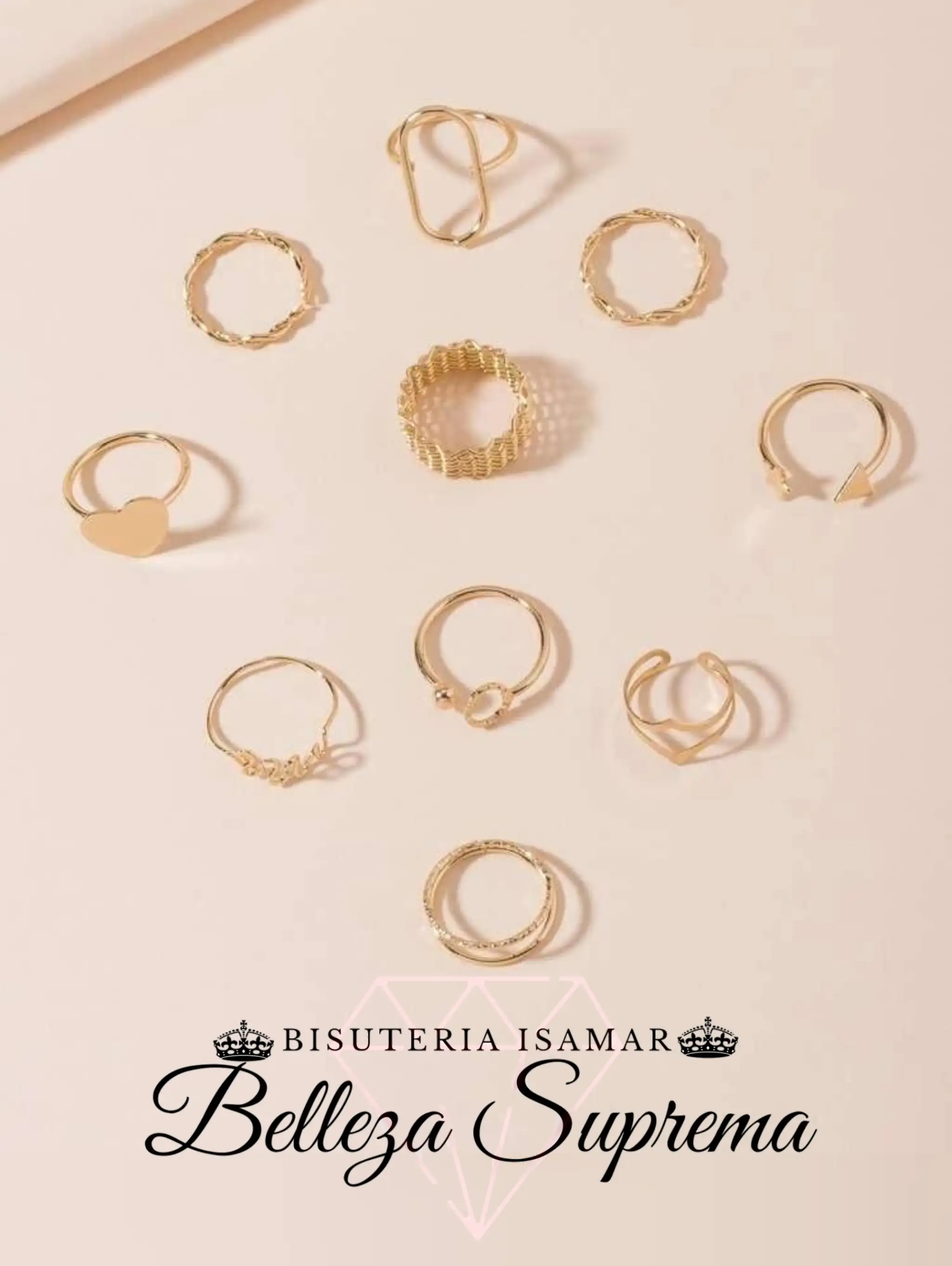 SET DE ANILLOS DORADOS MALLA 10 2