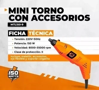 Mini Torno Lusqtoff Mtl150-9 150w 35000 Rpm 2