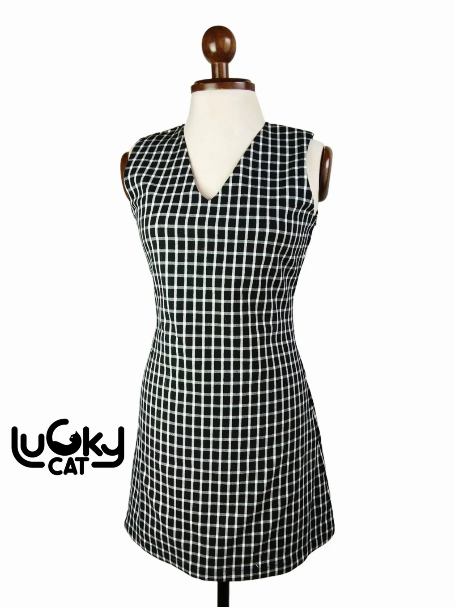 Vestido cuadros negro con blanco 