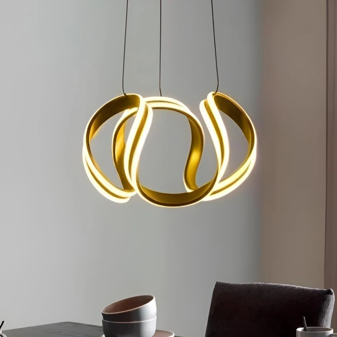LAMPARA COLGANTE LED 55W 3TONOS DORADA IRIS 85-265V 48X35CM 