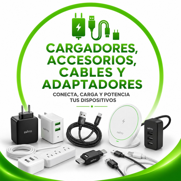 Cargadores, accesorios, cables y adaptadores