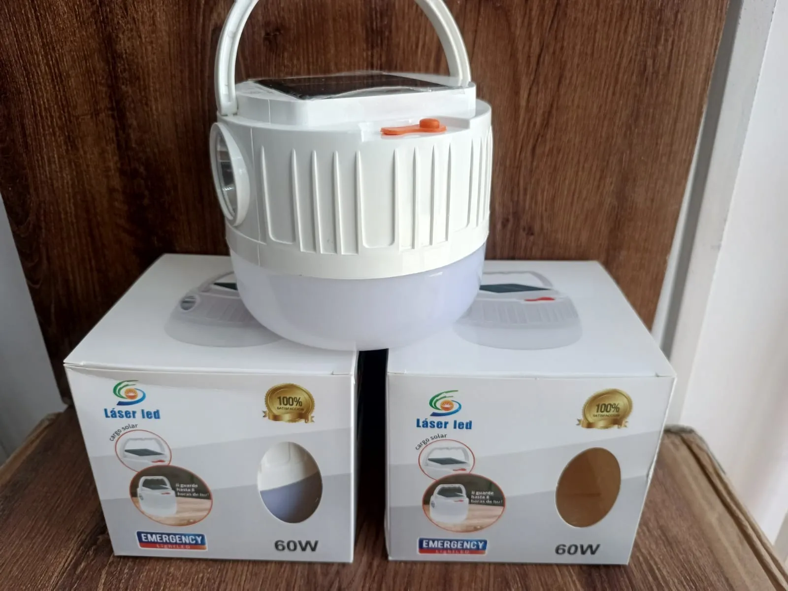 FOCO RECARGABLE 60W CON LINTERNA PANEL SOLAR 