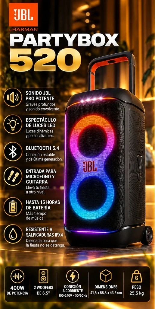 JBL PARTYBOX 520 *CONSULTAR DISPONIBILIDAD CON EL VENDEDOR*