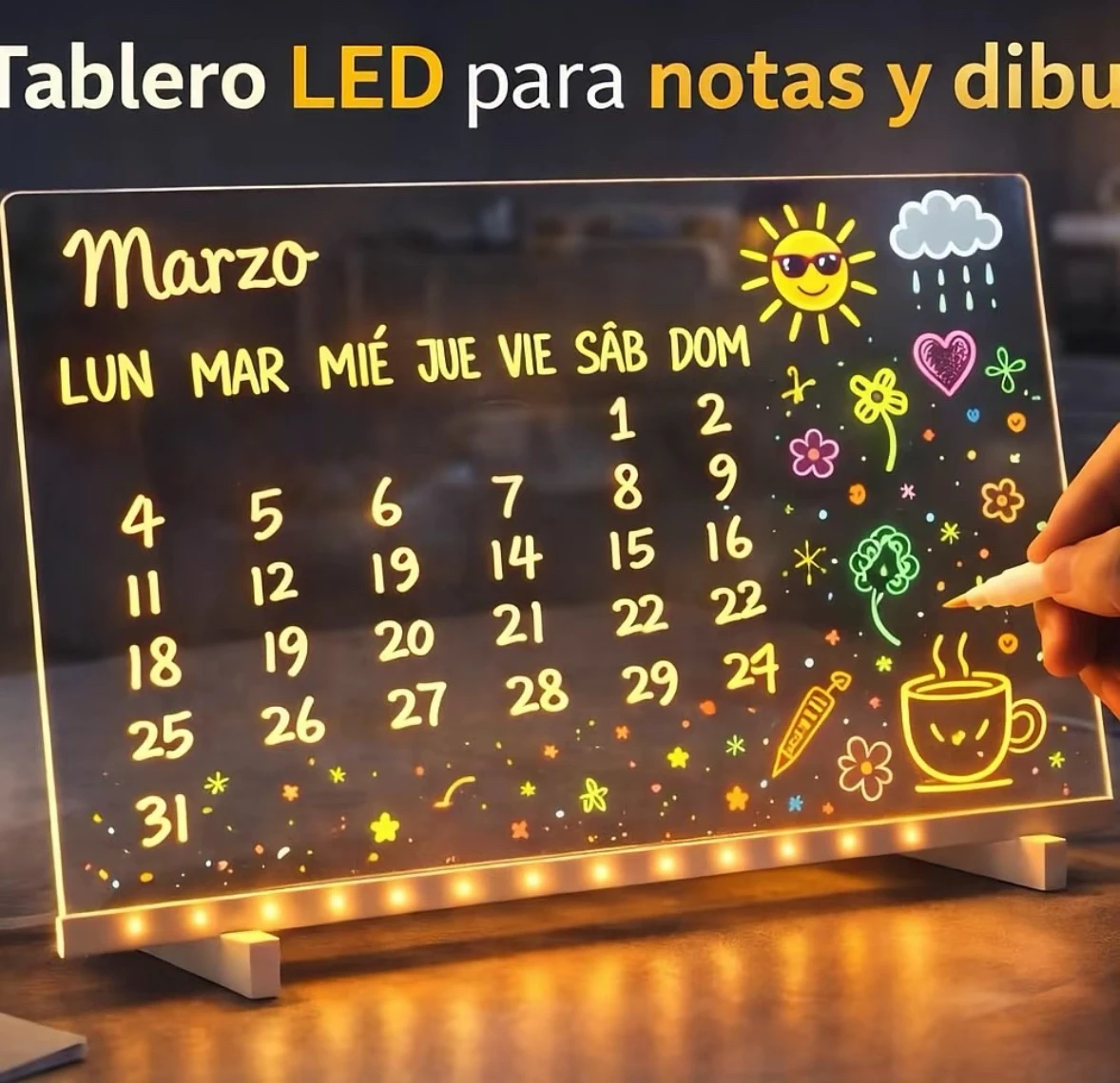 Pizarra led para dibujar con plumones 3