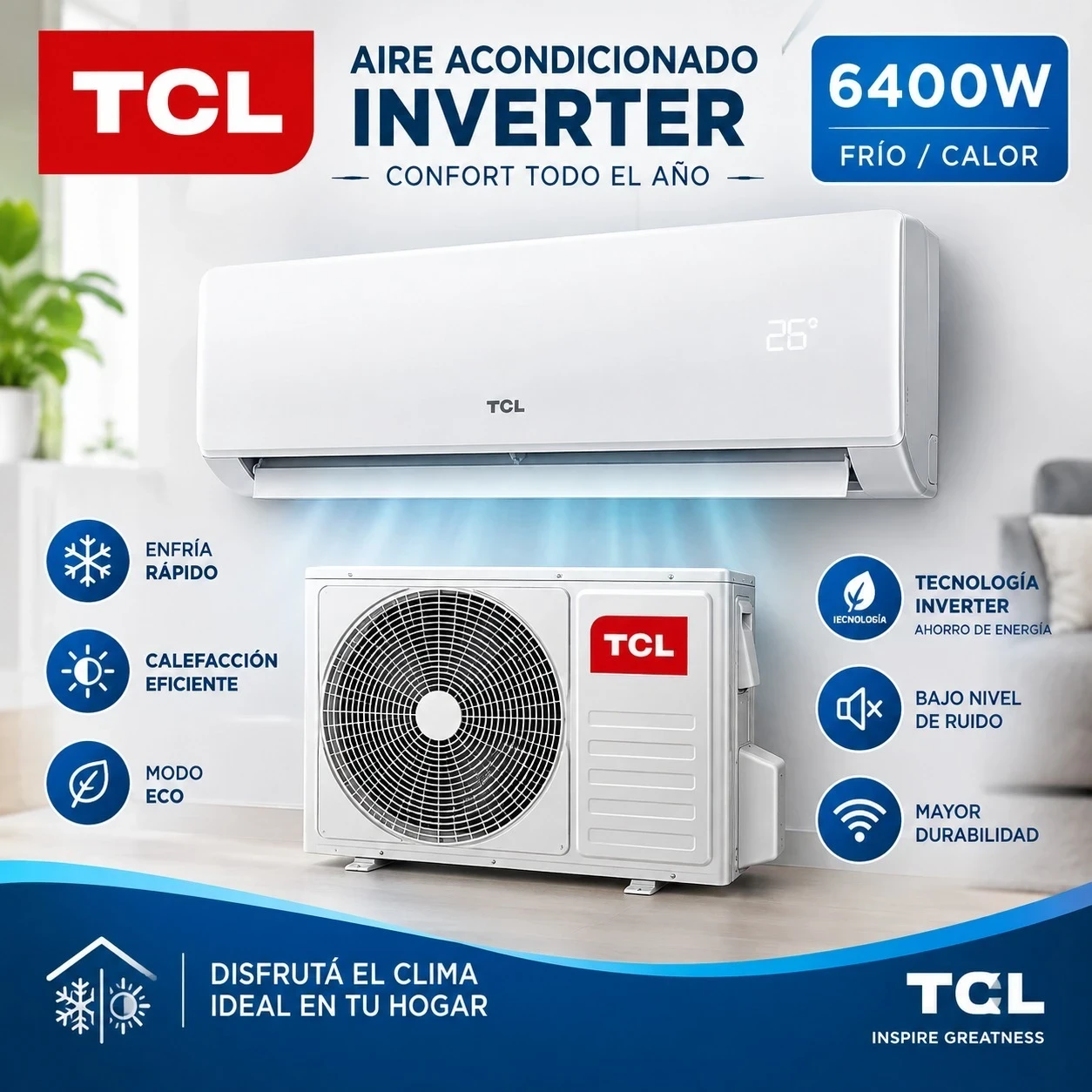 Aire acondicionado TCL 6400w Inverter