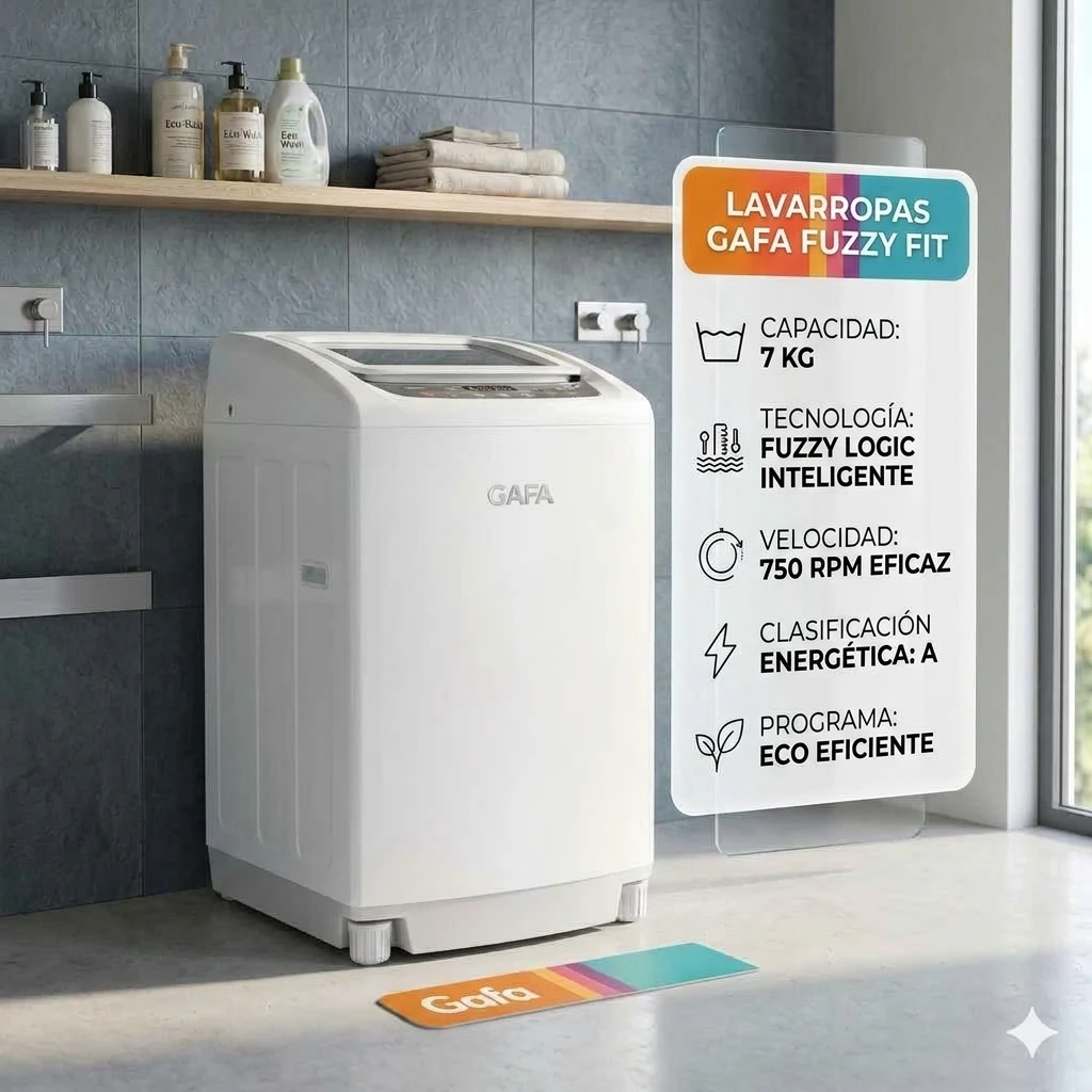 Lavarropas Gafa FuzzyFit 7kg Blanco  Carga Superior