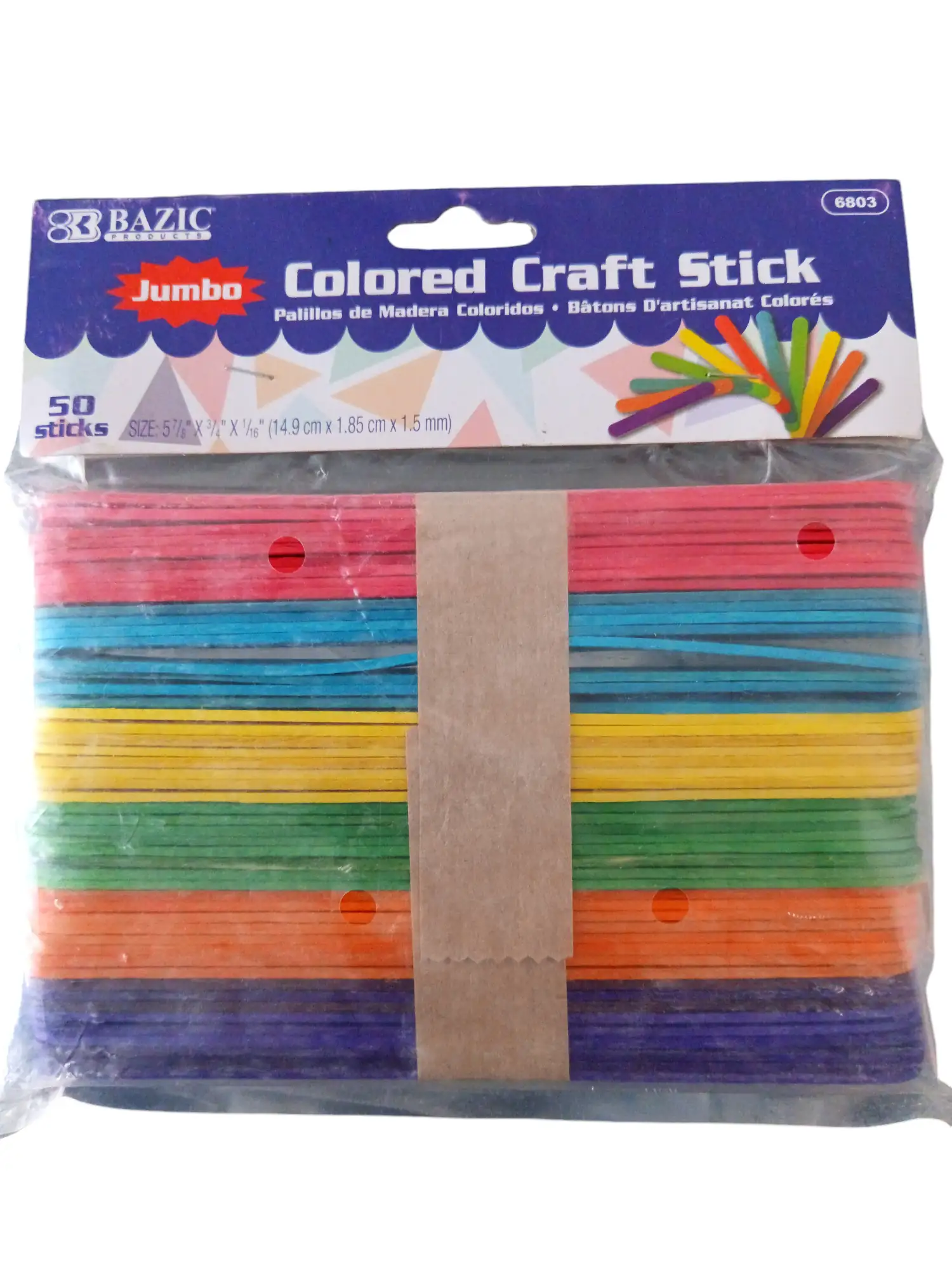 Palitos de madera jumbo de colores 50pzas