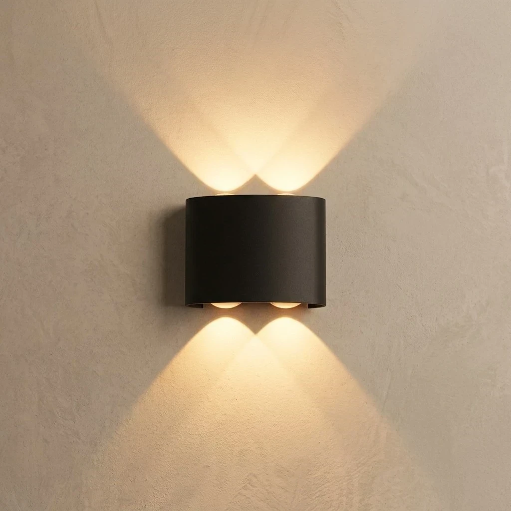 APLIQUE PARED LED DECO NEGRO IP65 PC 4L 4X2W 3000K