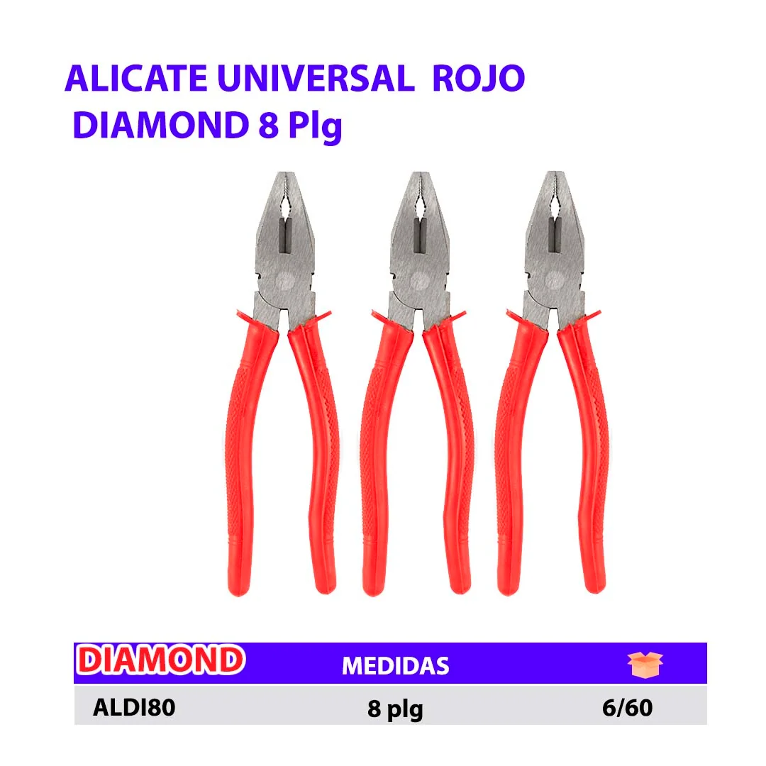 ALICATE UNIVERSAL DIAMOND ROJO 8" ECO