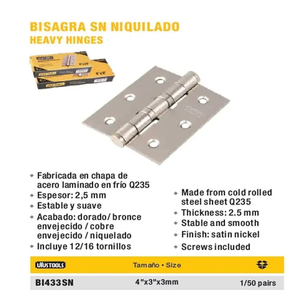 BISAGRA SS PLATA UYUST 4" ( Paq=2pzs)