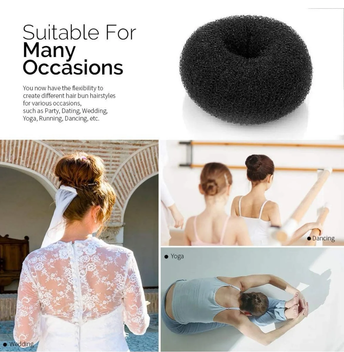 Moldeador de donas para el cabello, moño estilo anillo, moño de moño para aumentar el pelo de donas para cabello grueso y largo