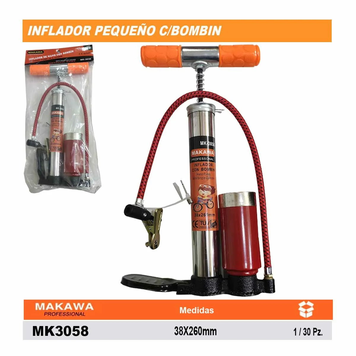 INFLADOR PEQUEÑO C/BOMBIN 38X260mm