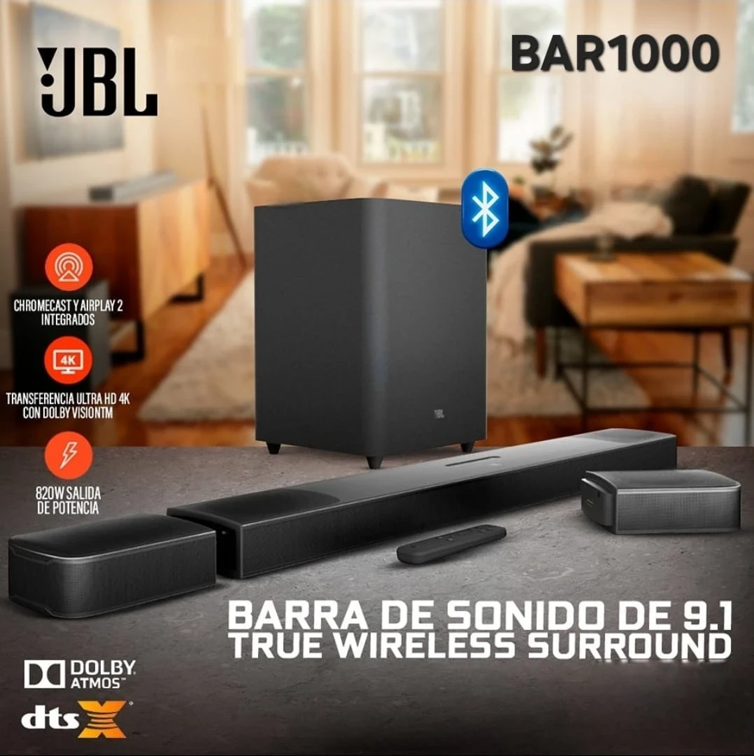 Barra de Sonido JBL Soundbar 1000 Bar 7.1.4 Bluetooth 880W Surround
