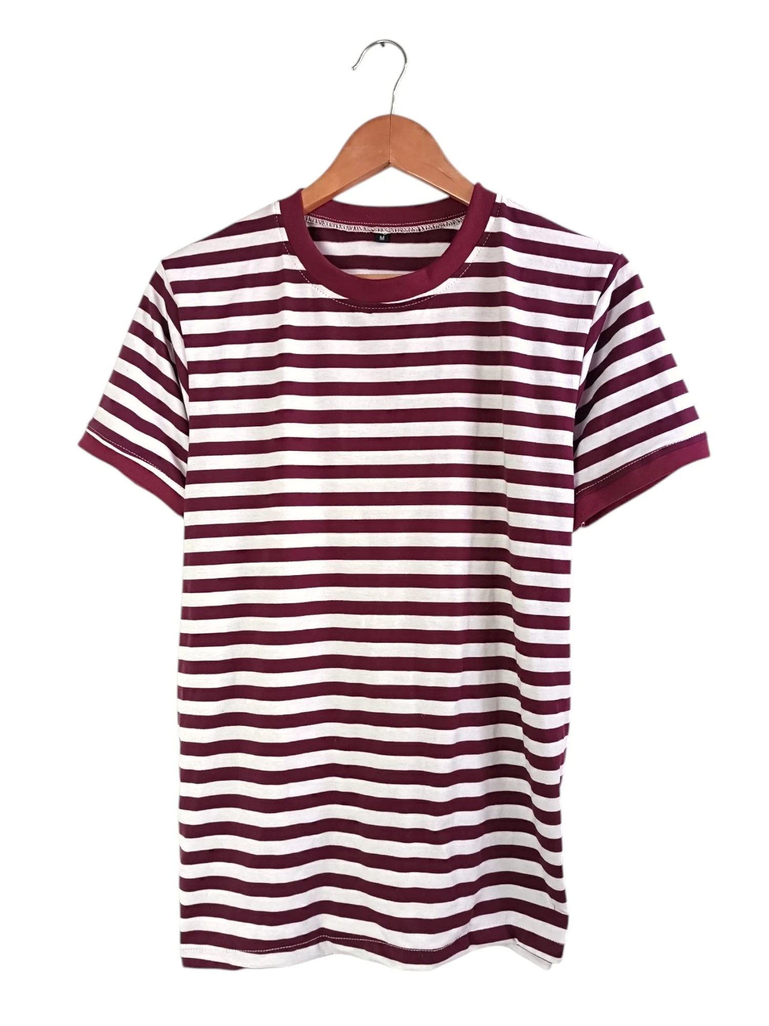 Camiseta algodón a rayas vinotinto 