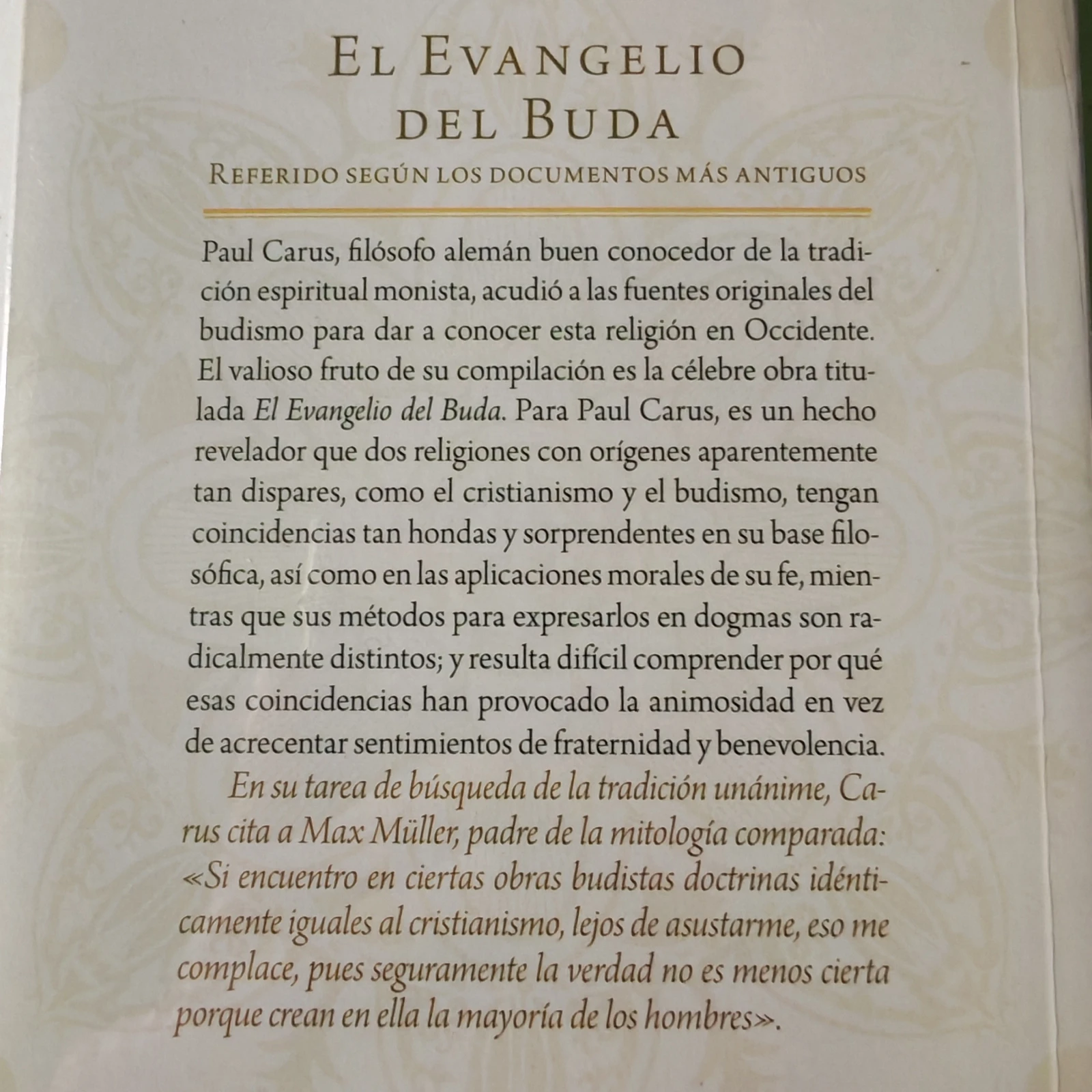 El evangelio de Buda, Paul Carus, nuevo  2