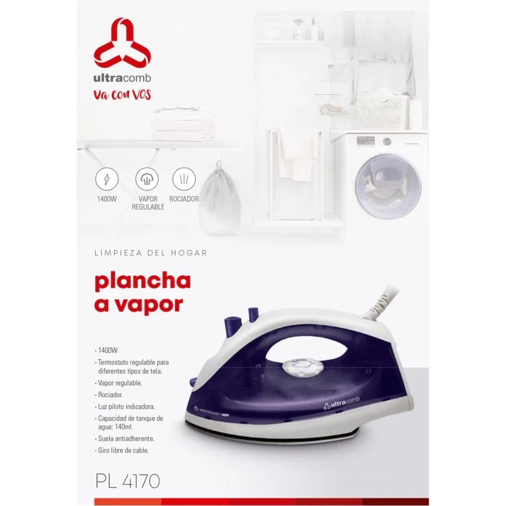 Plancha a vapor 1400w Ultracomb