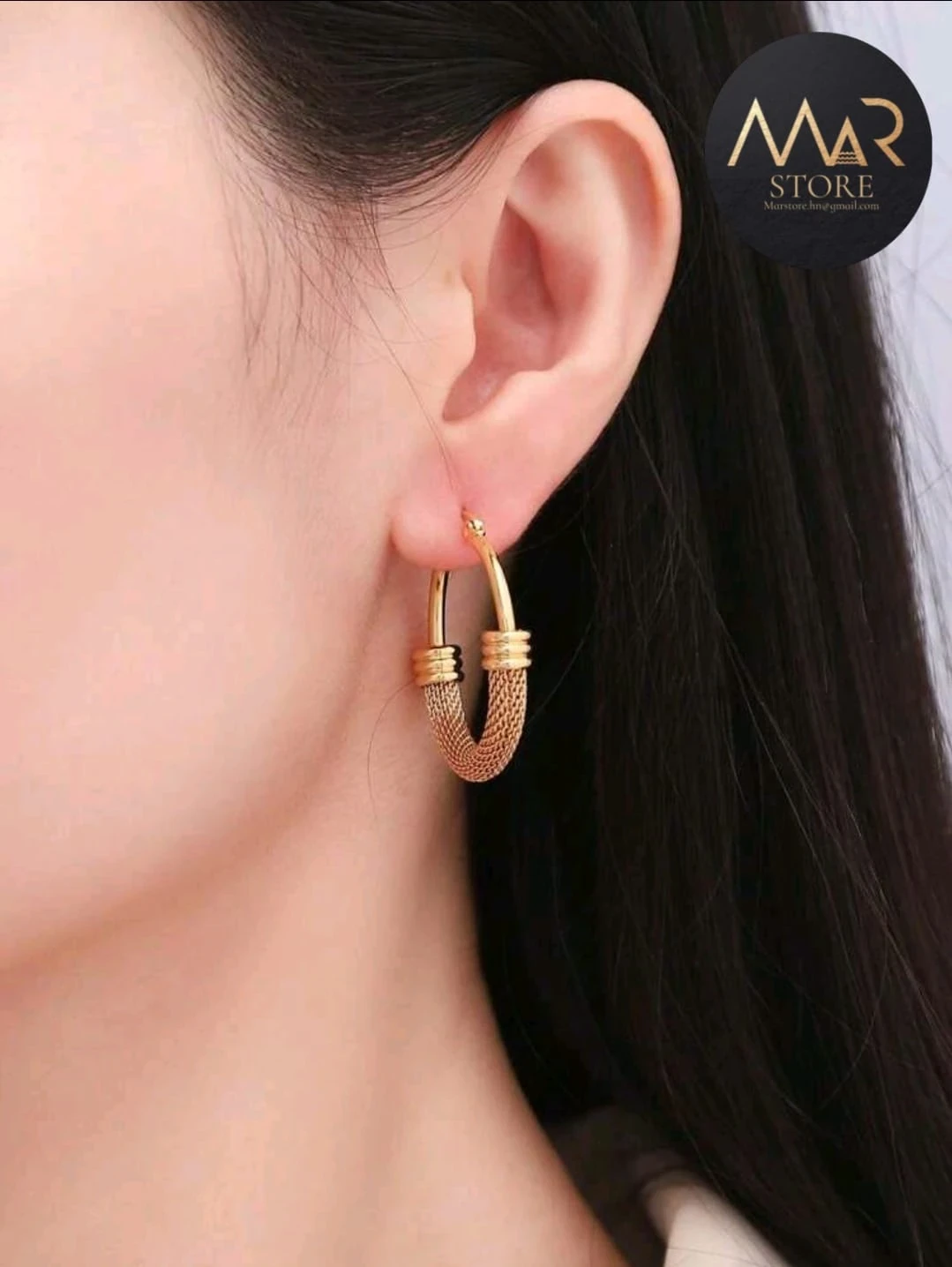 Argollas de acero inoxidable con enchape de oro de 18k