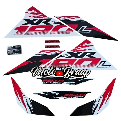 XR 190 L Calcomanias 2025 chispas blanco negro rojo