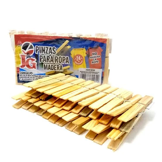 Pinza Para Ropa Madera x24 unid J&G