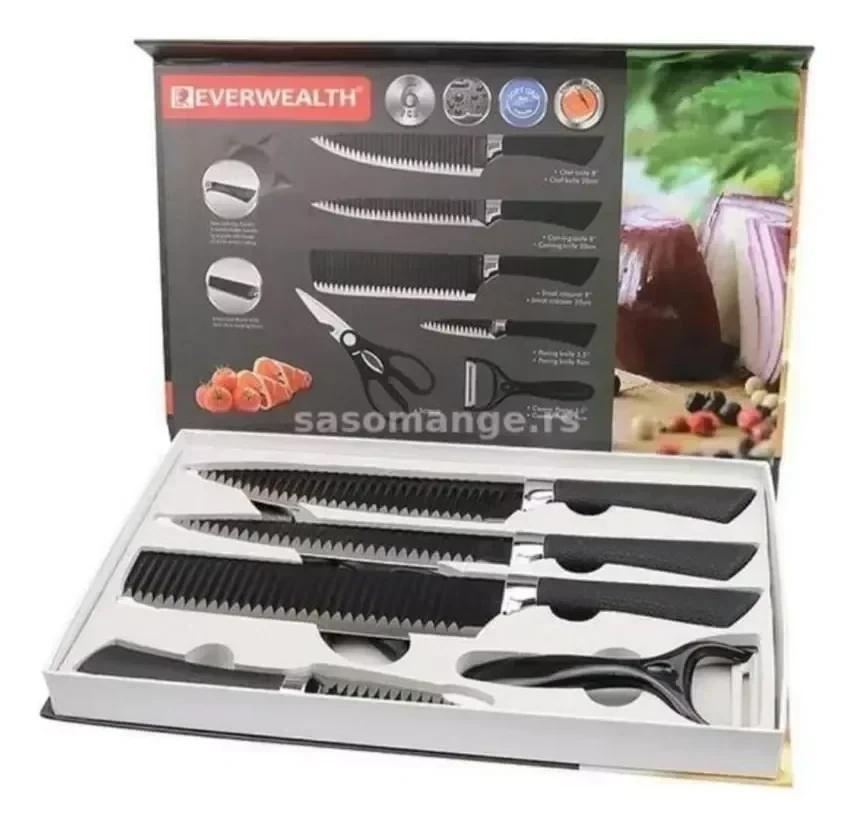 Set De Cuchillos Juego Cocina Mango Antirresbalante 8