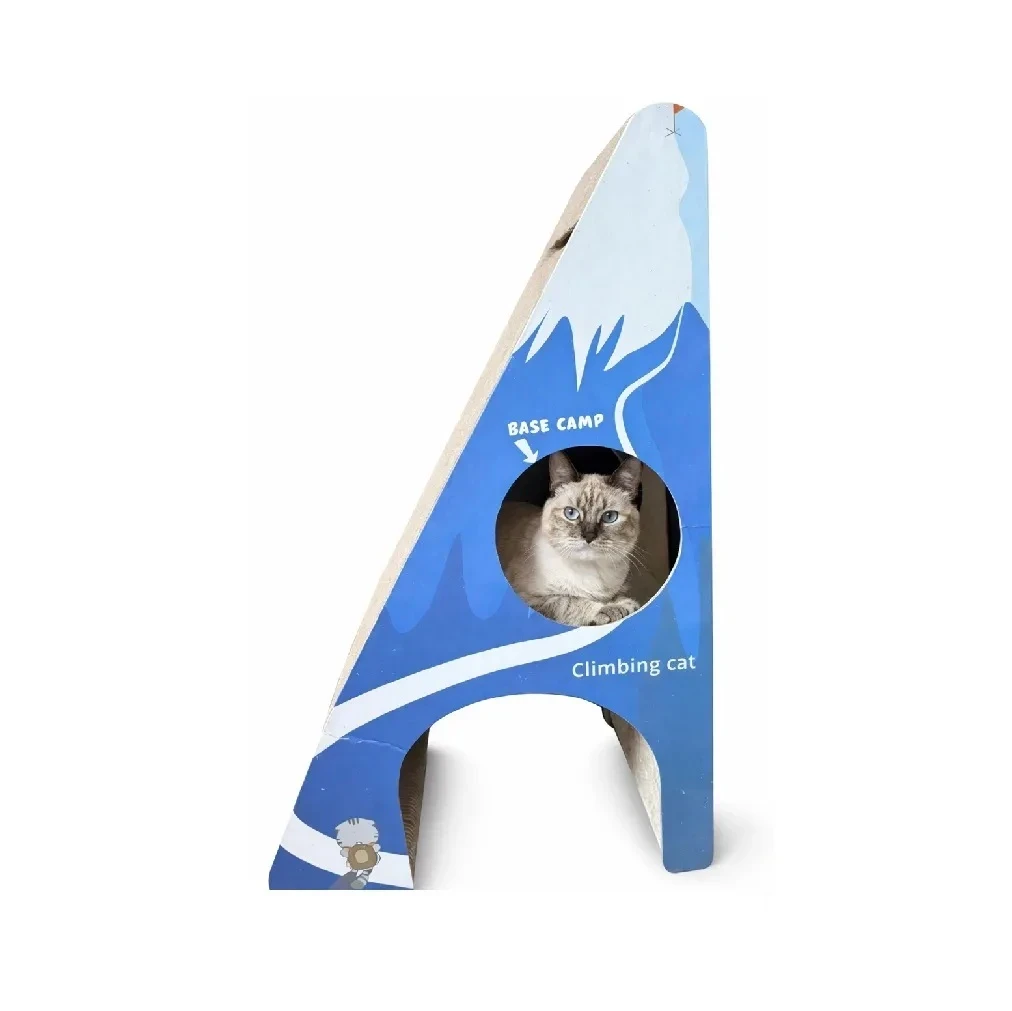 Rascador Vertical De Cartón Corrugado Para Gatos Base Camp Color Azul