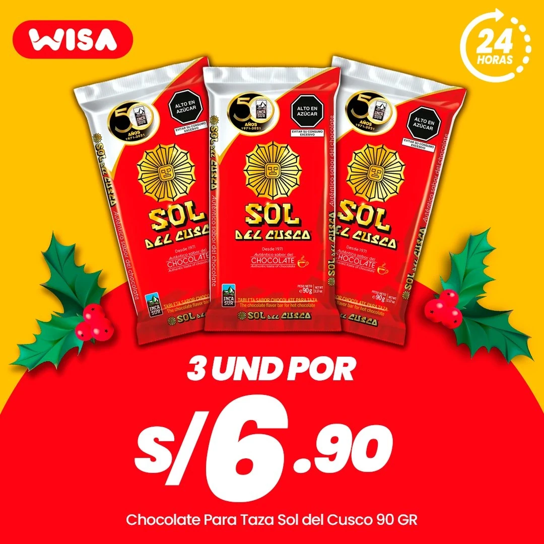 HASTA AGOTAR STOCK Chocolate Para Taza Sol del Cuzco x 3 UND