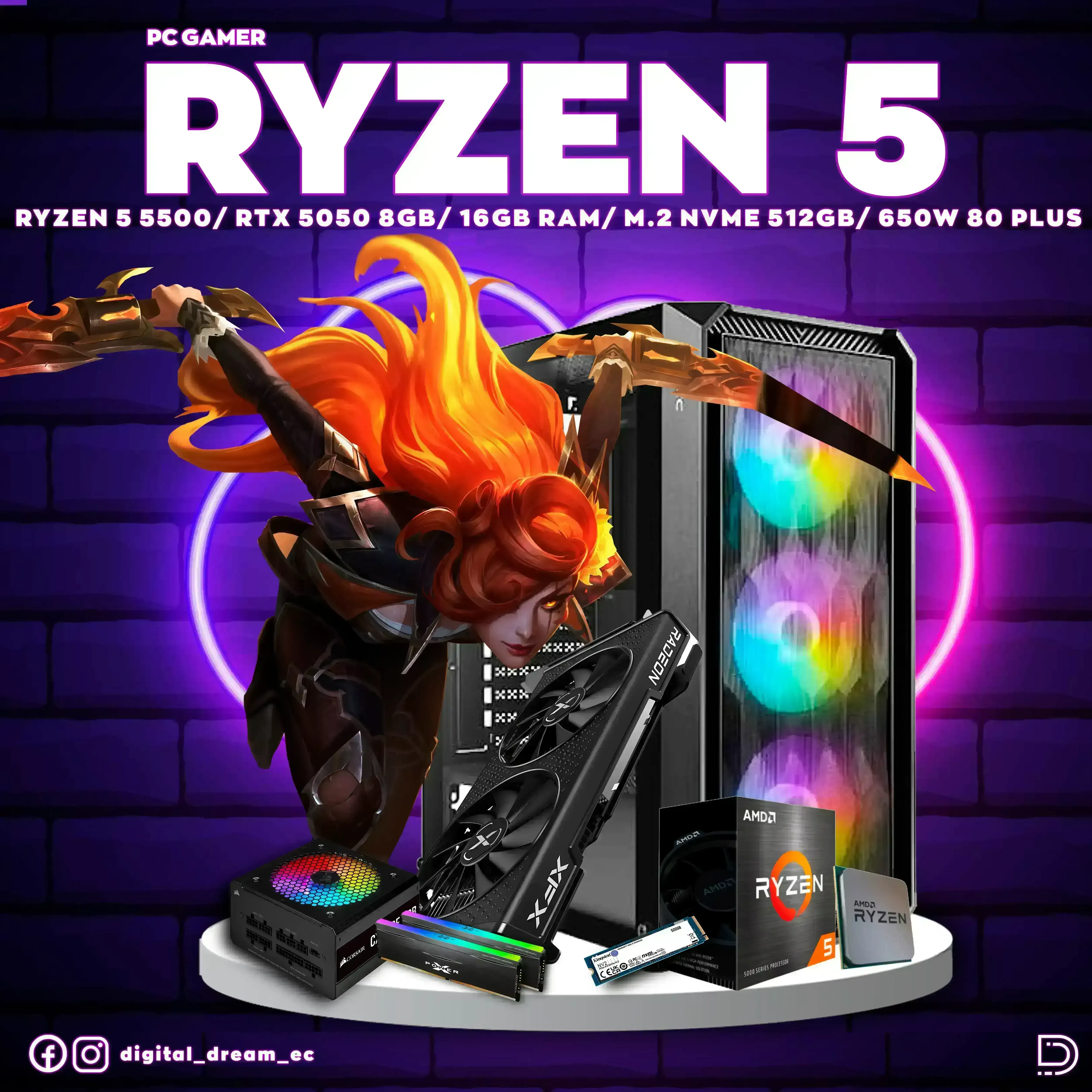 RYZEN 5 5500 RTX 5050 8GB 16GB RAM 