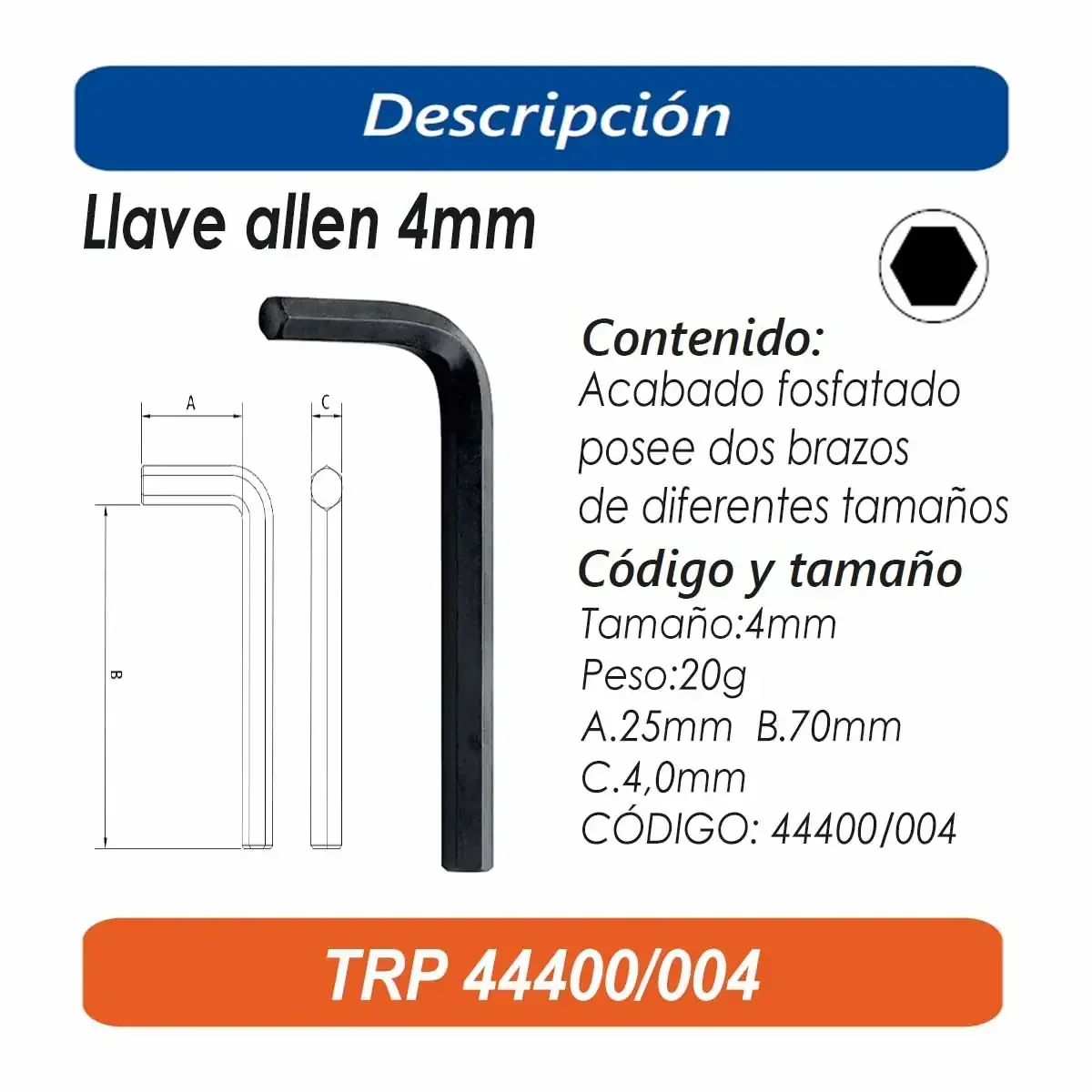 LLAVE ALLEN TRM PRO 4 MM