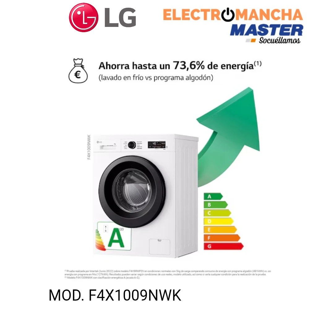 LAVADORA LG F4X1009NWK 9 KILOS 1400 RPM CLASE A  3