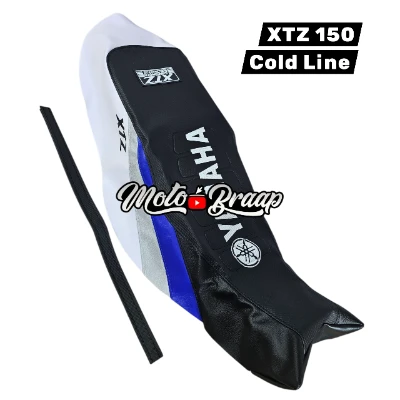 TP XTZ 150 Forro tapizado Cold Line negro / azul / gris / cola blanca letrero en medio DW