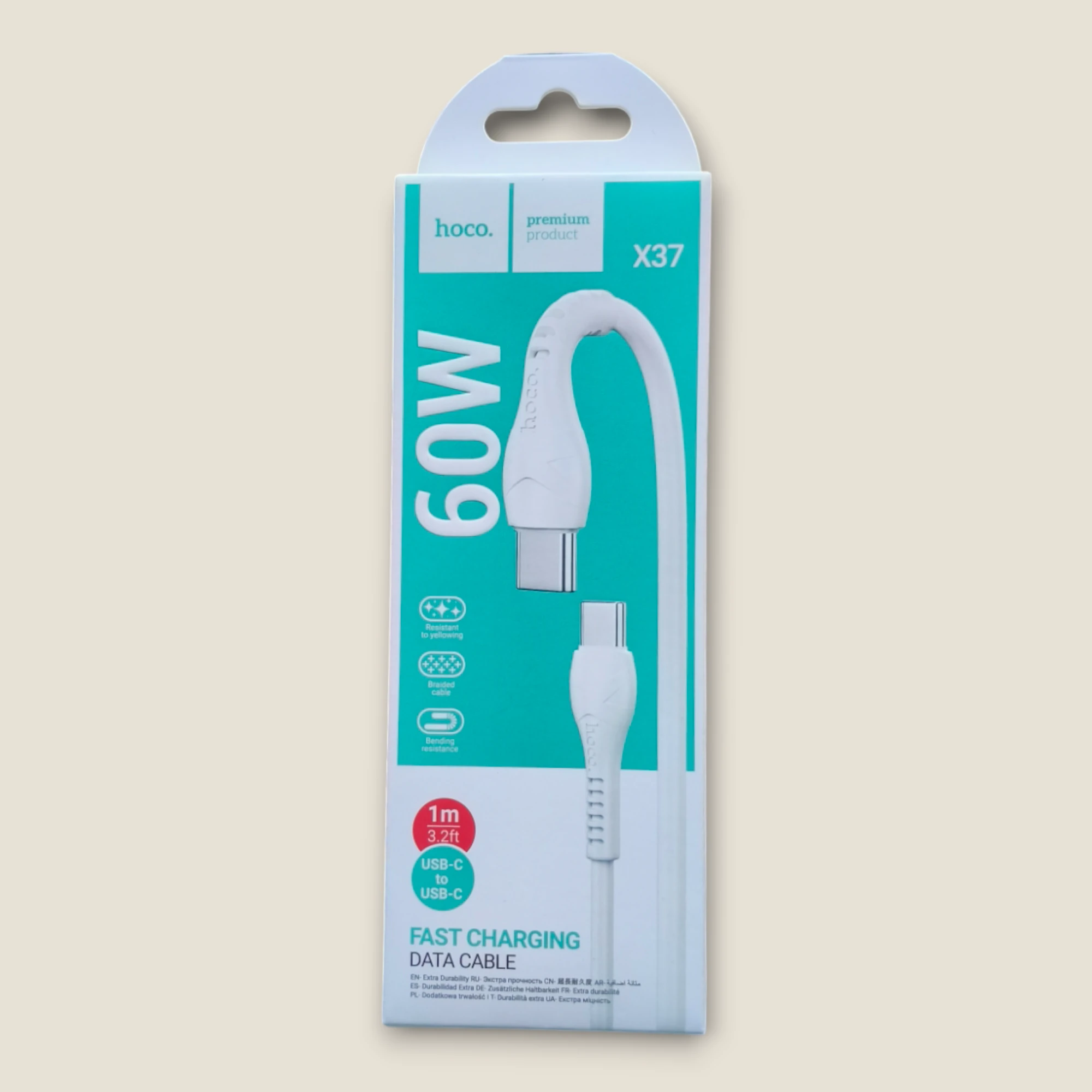 Cable Tipo C-C De 60W hoco x37  