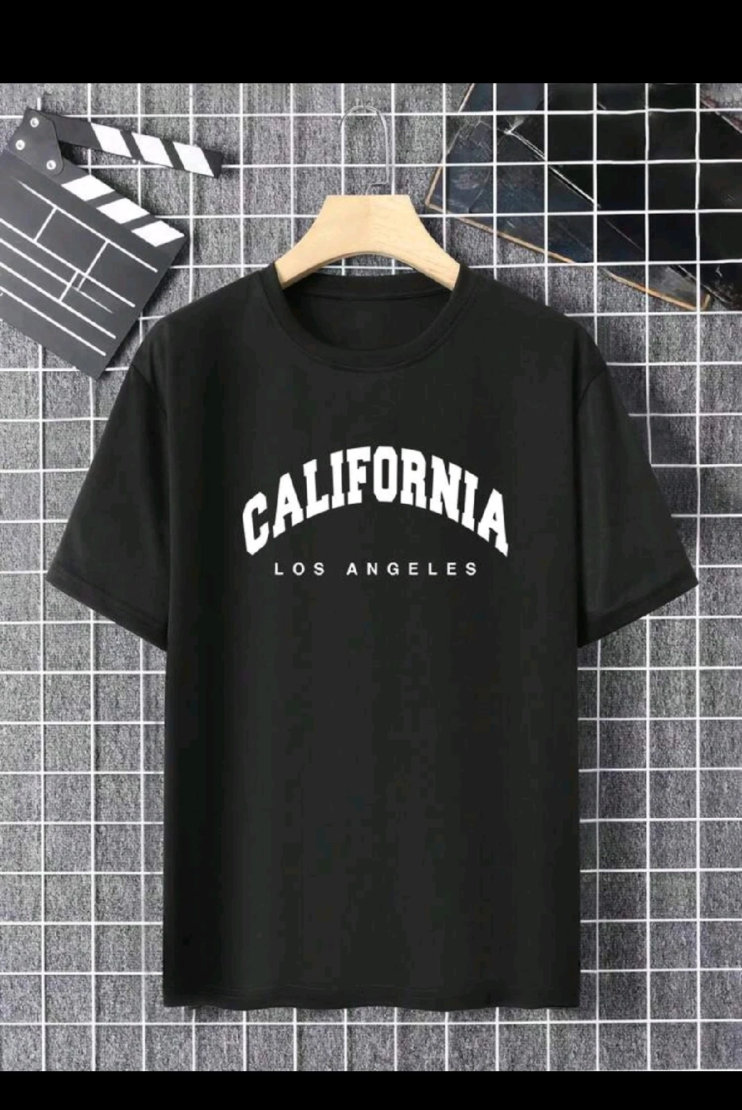 Franela de Hombre "CALIFORNIA LOS ANGELES" - Camiseta Casual Negra en Tela Tricotada 3