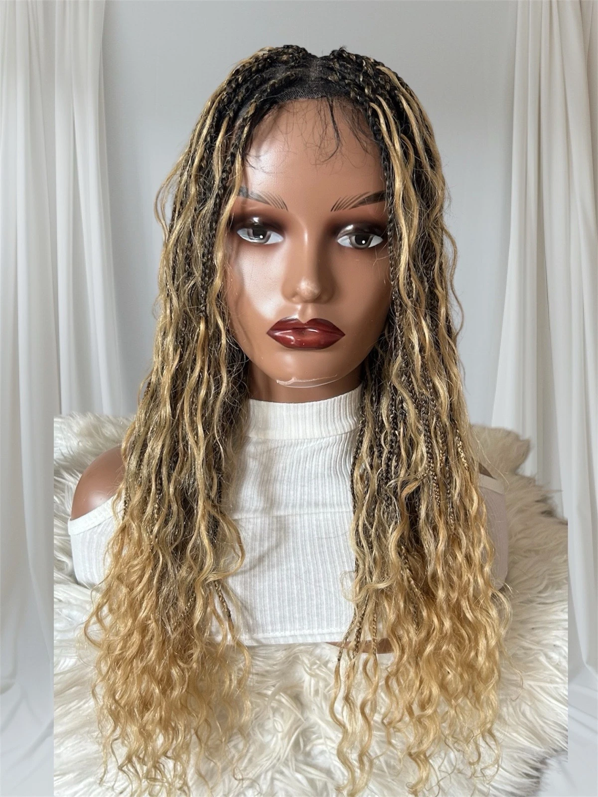 Peluca  de trenzas mezclada , 24 pulgadas, frontal lace 360 2