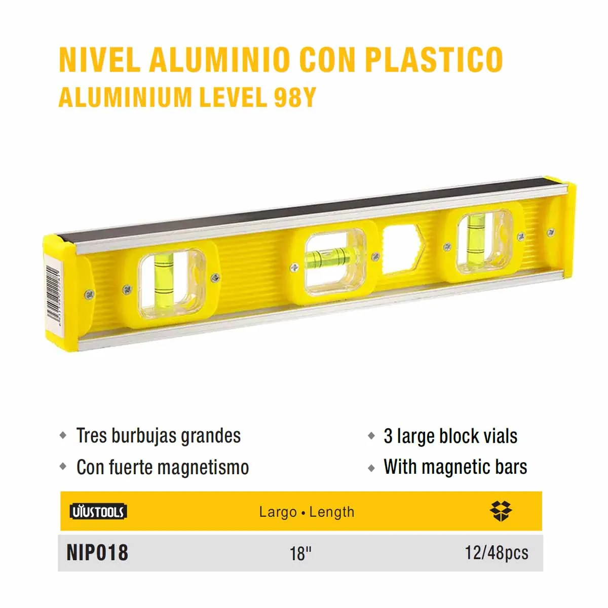 NIVEL ALUM PLAST UYUST 18" 450 mm