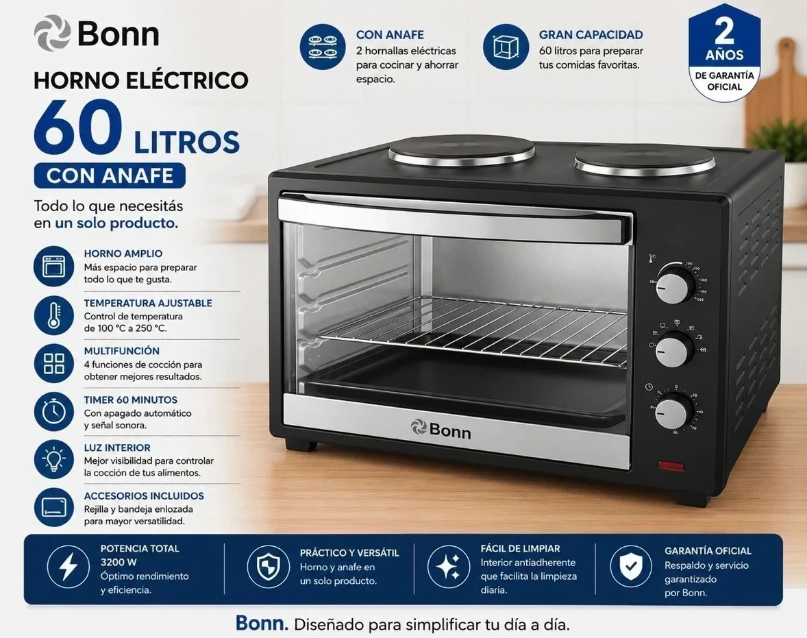 HORNO ELECTRICO BONN 60L C/ANAFE