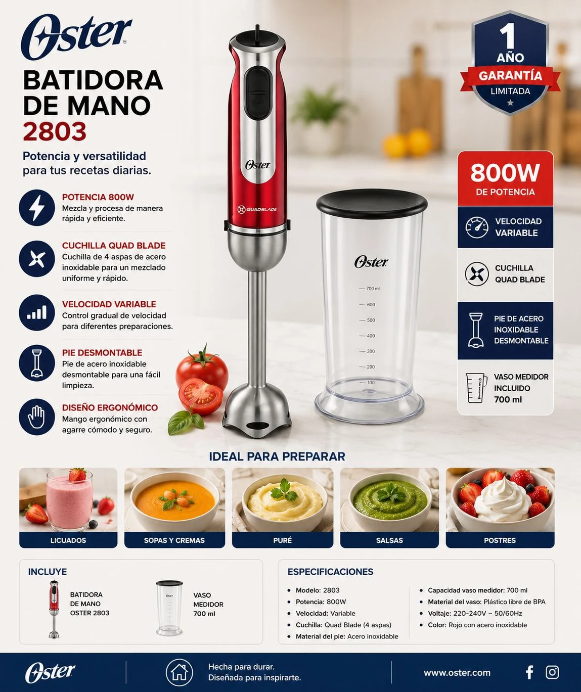 Stick mixer Oster Licuadora de mano