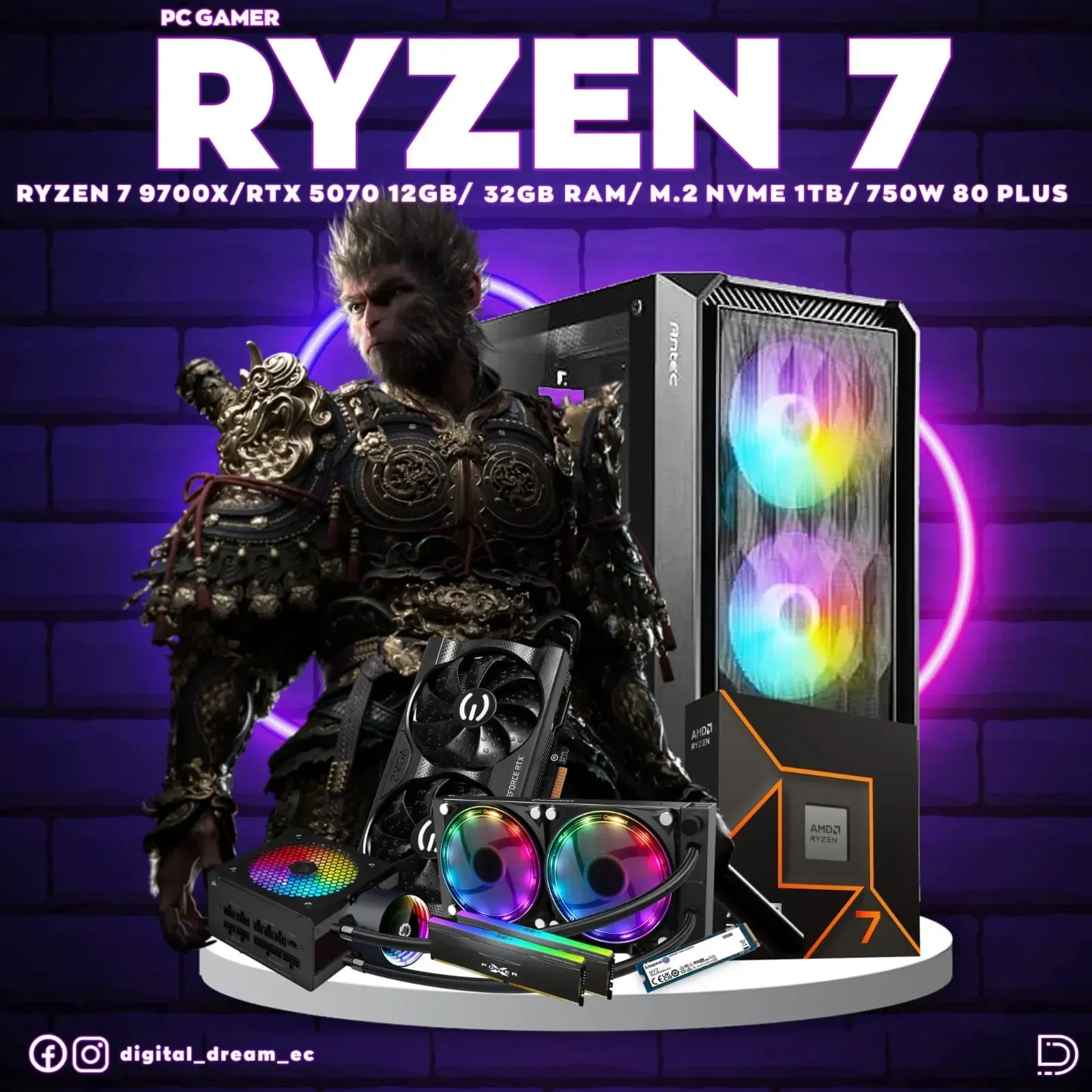RYZEN 7 9700X RTX 5070 12GB M.2 1TB 32GB RAM