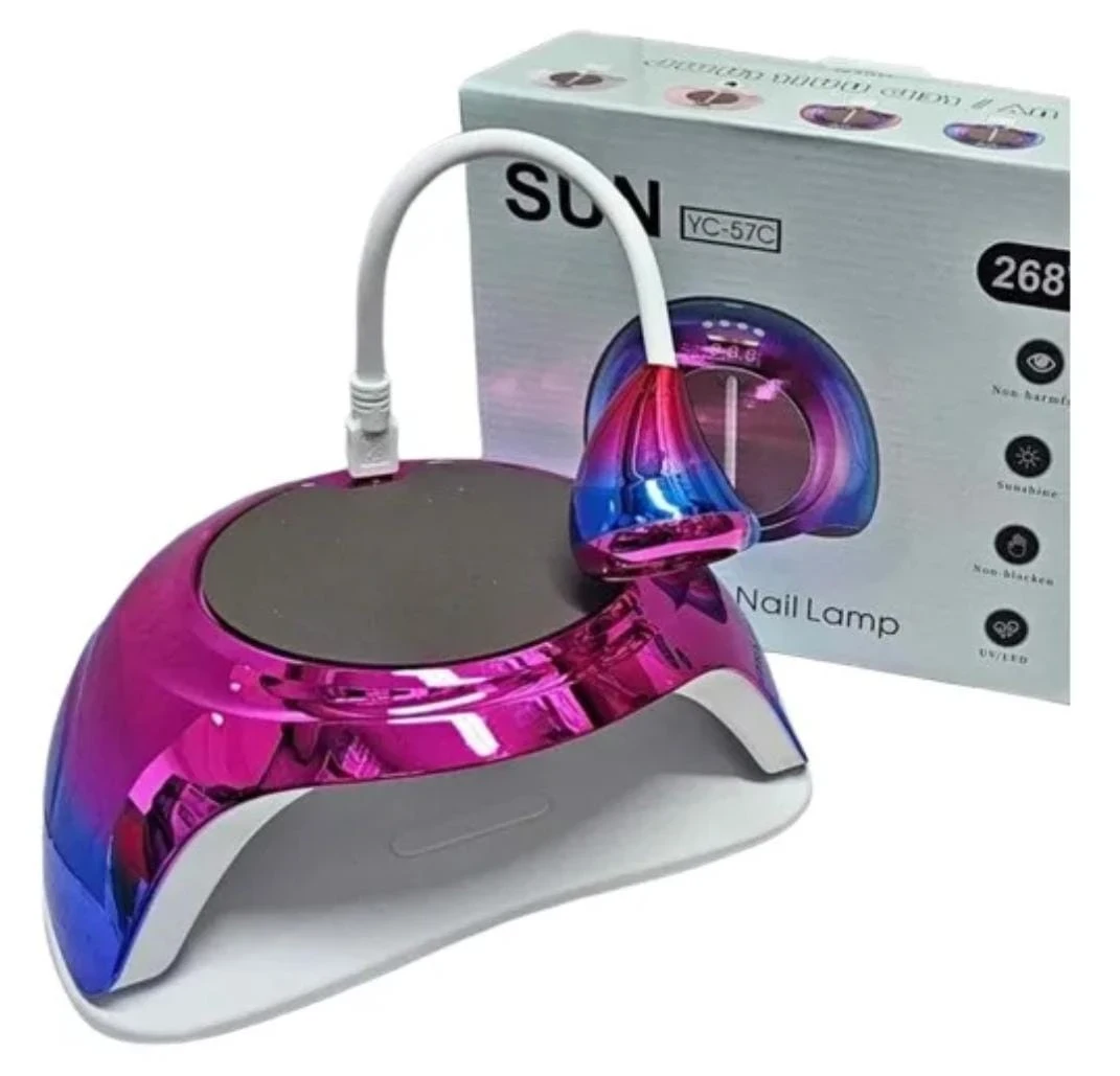 Lampara de uñas tornasol con press on 3