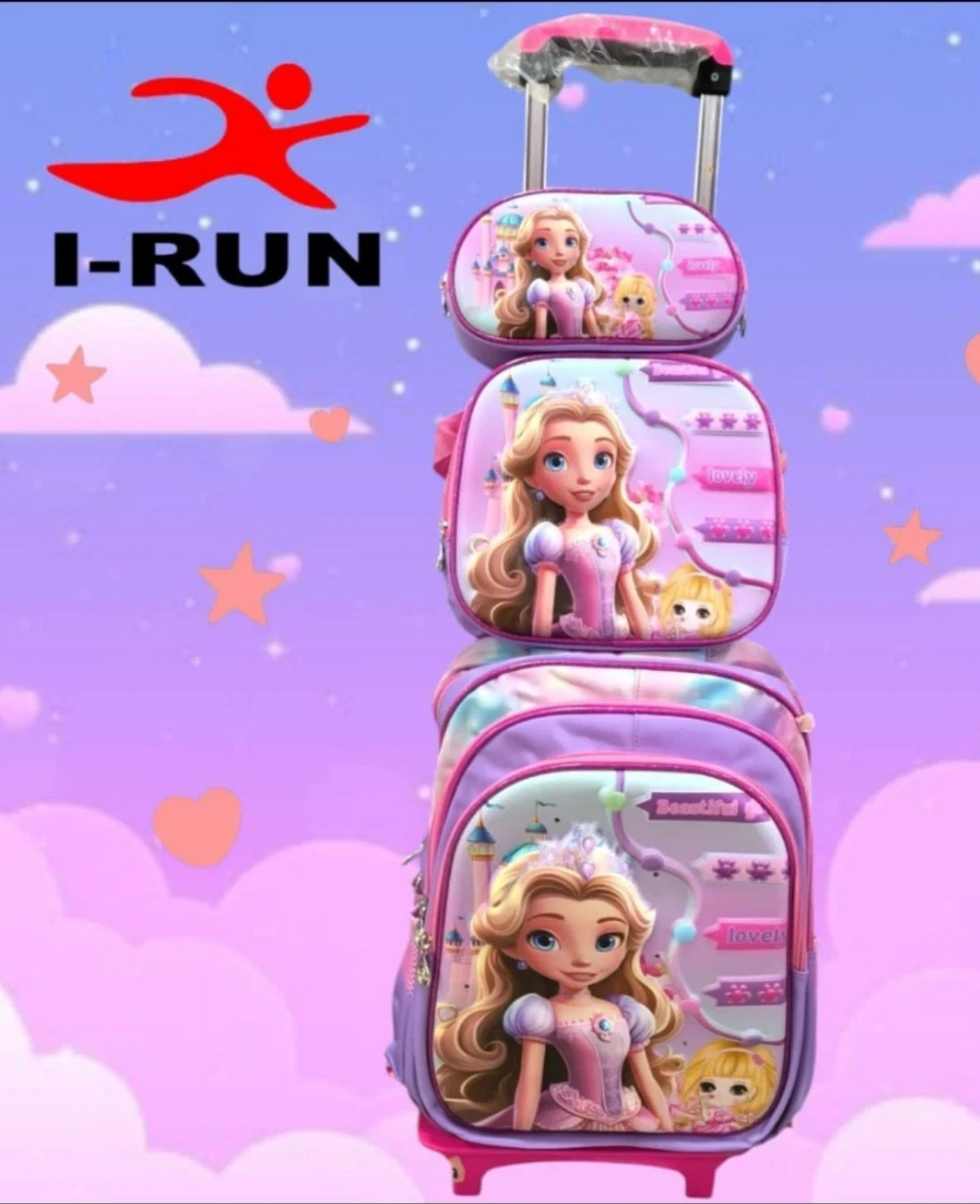 MOCHILA PARA  NIÑA CON LUCES 3 EN 1 C/CARRITO