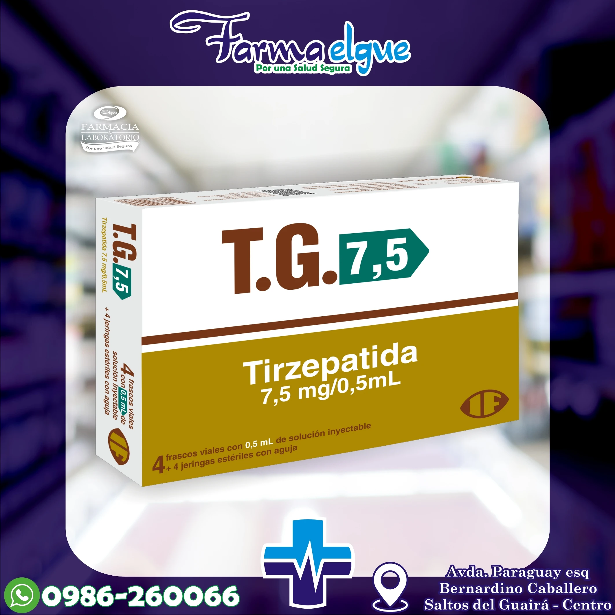 T.G. 7,5 Tirzepatida 7,5 mg/0,5 ml - Frasco Solucion Inyectable 4 Unidades