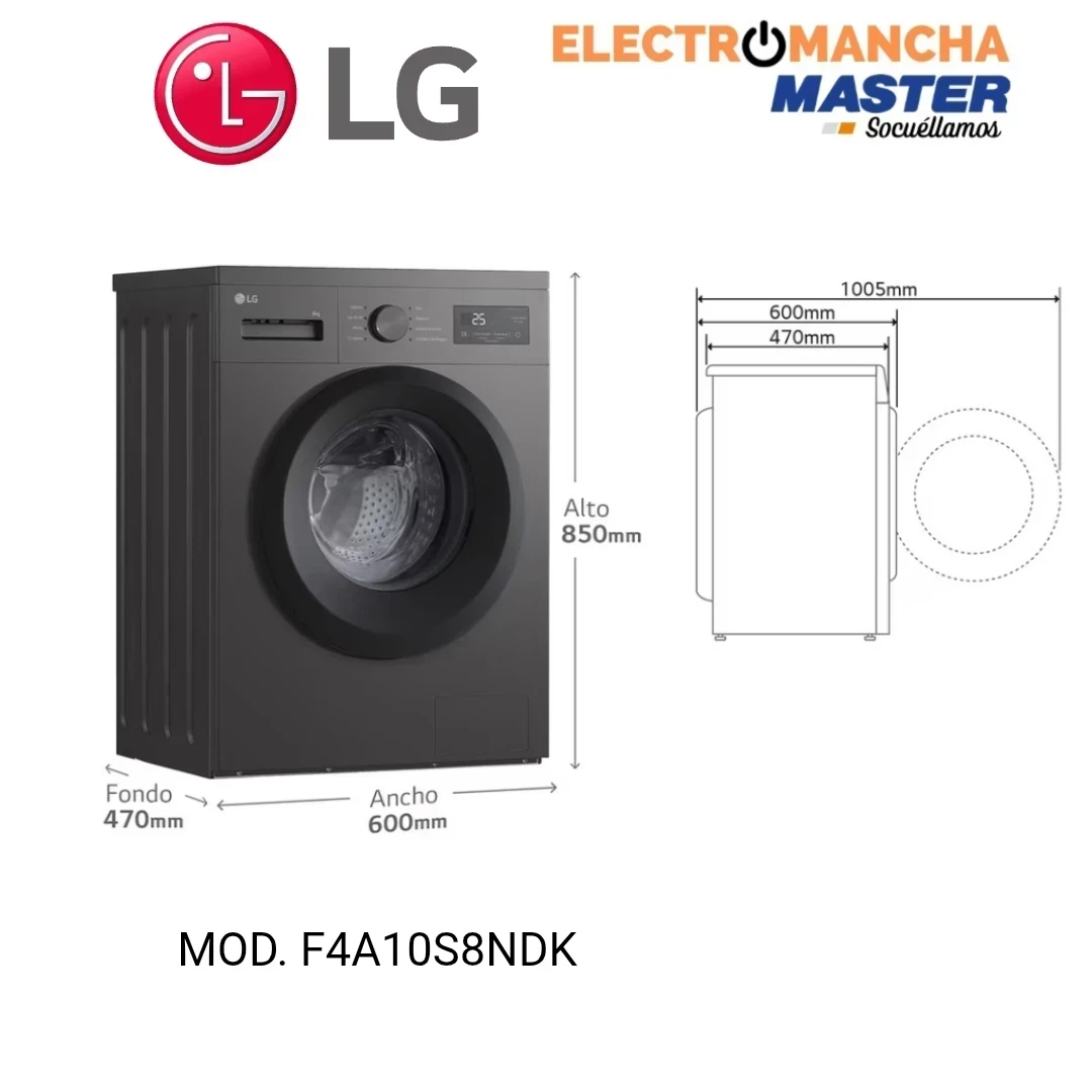 LAVADORA LG F4A10S8NDK 8 KILOS 1400 RPM A INOX 2