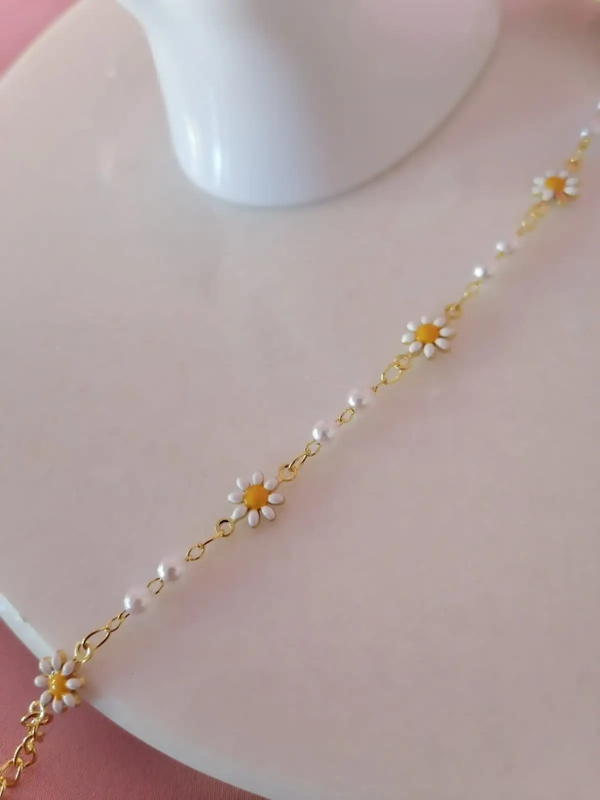 Pulsera margarita y perla ♥️