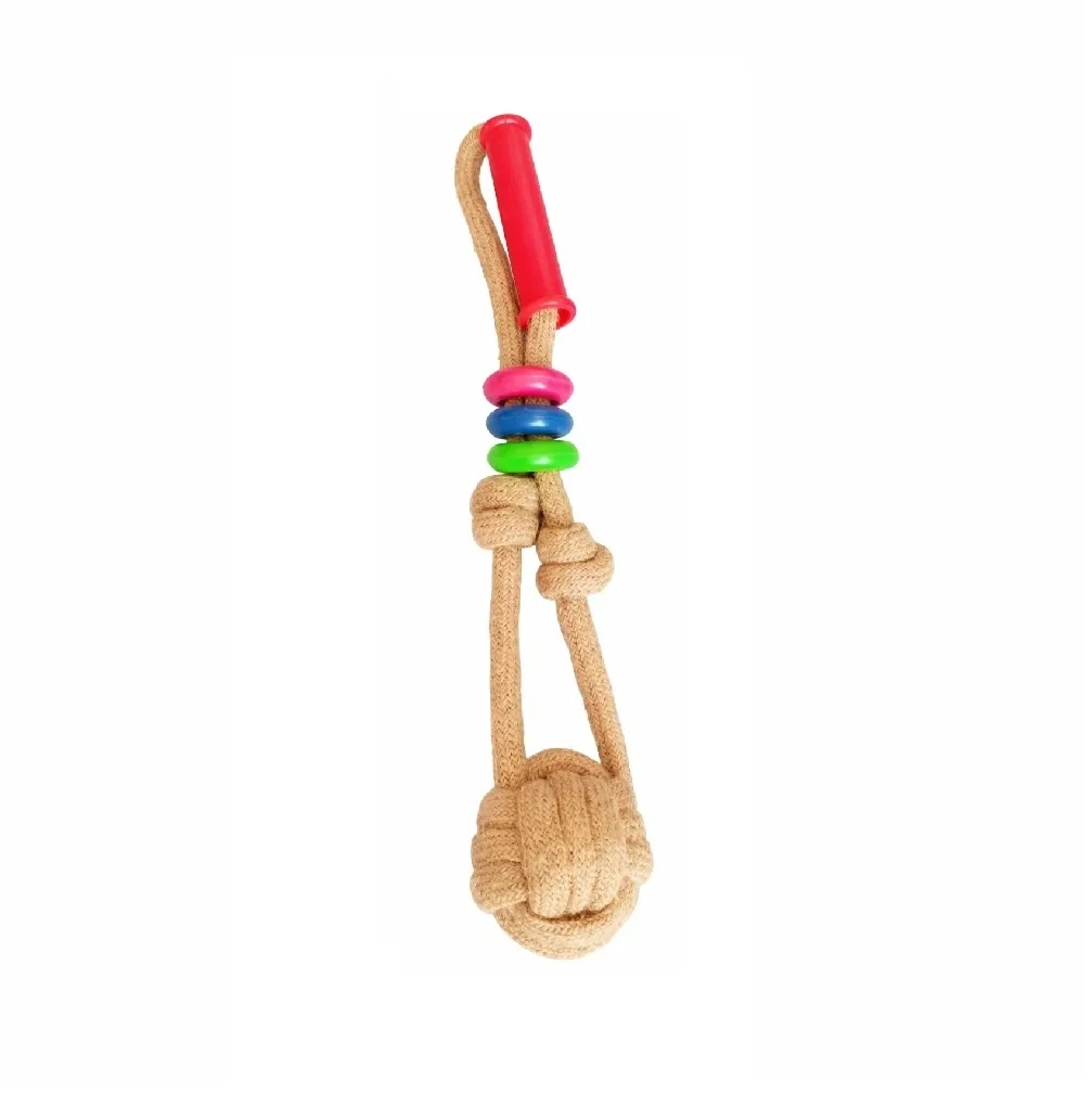 Juguete De Soga Natural Resistente Con Anillos Para Perros