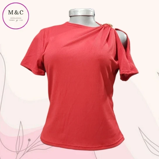 Blusa rib manga corta 
