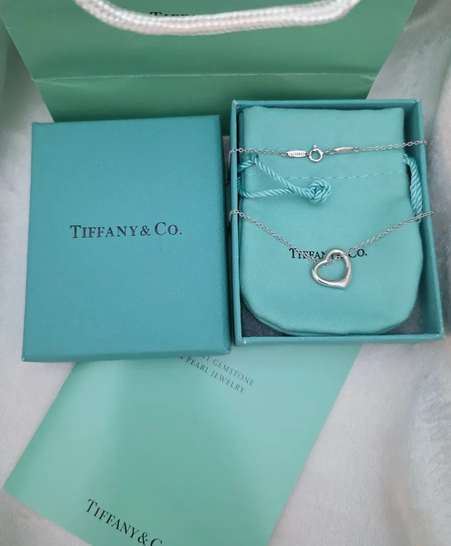Tiffany & Co. Elsa Peretti Sterling Silver Open Heart Necklace 16"